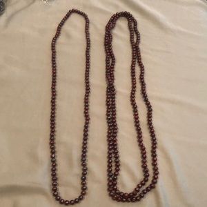 Long and short purple bead necklace